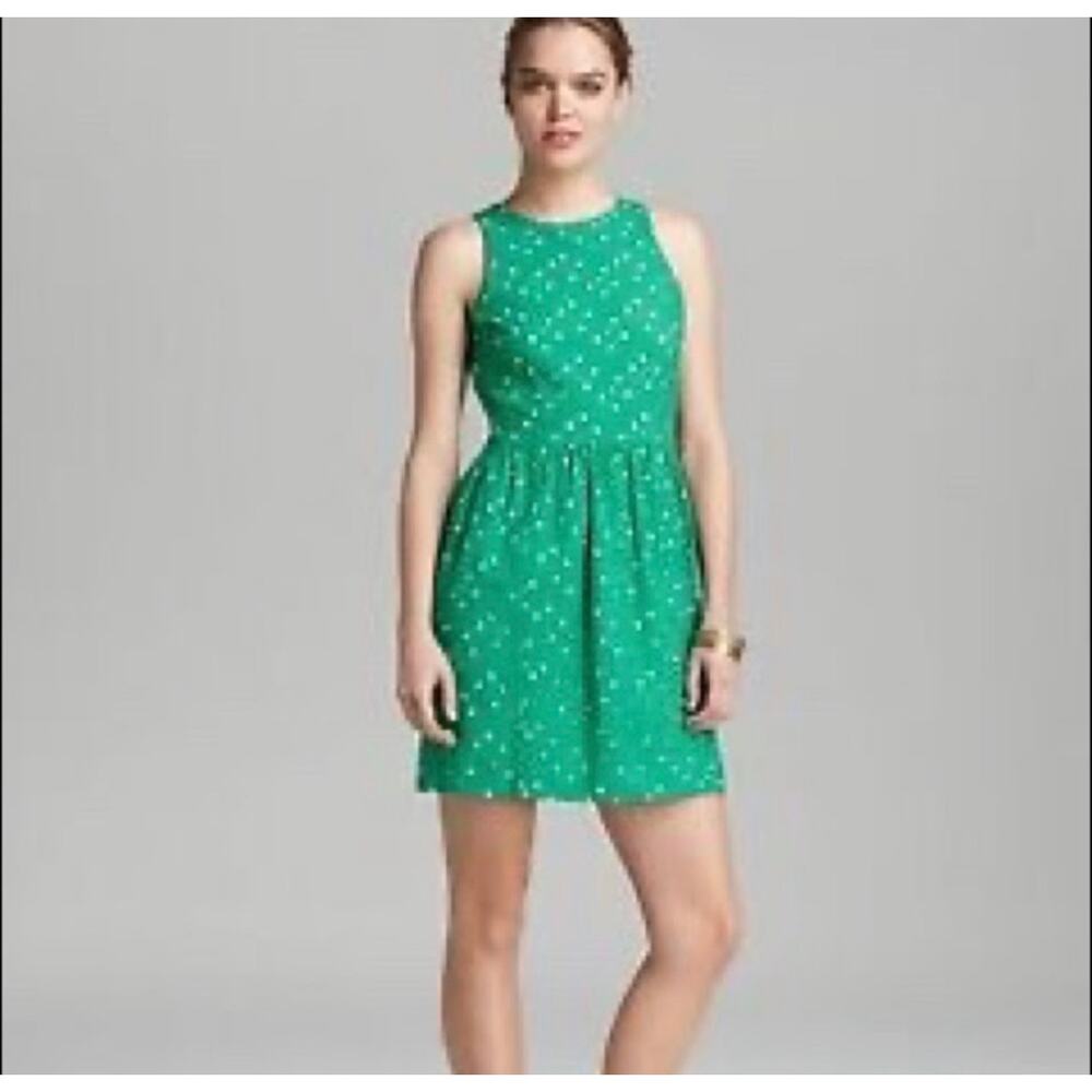Cynthia Steffe Green Eyelet Dress Size 0 Fit Flare Summer Wedding Guest